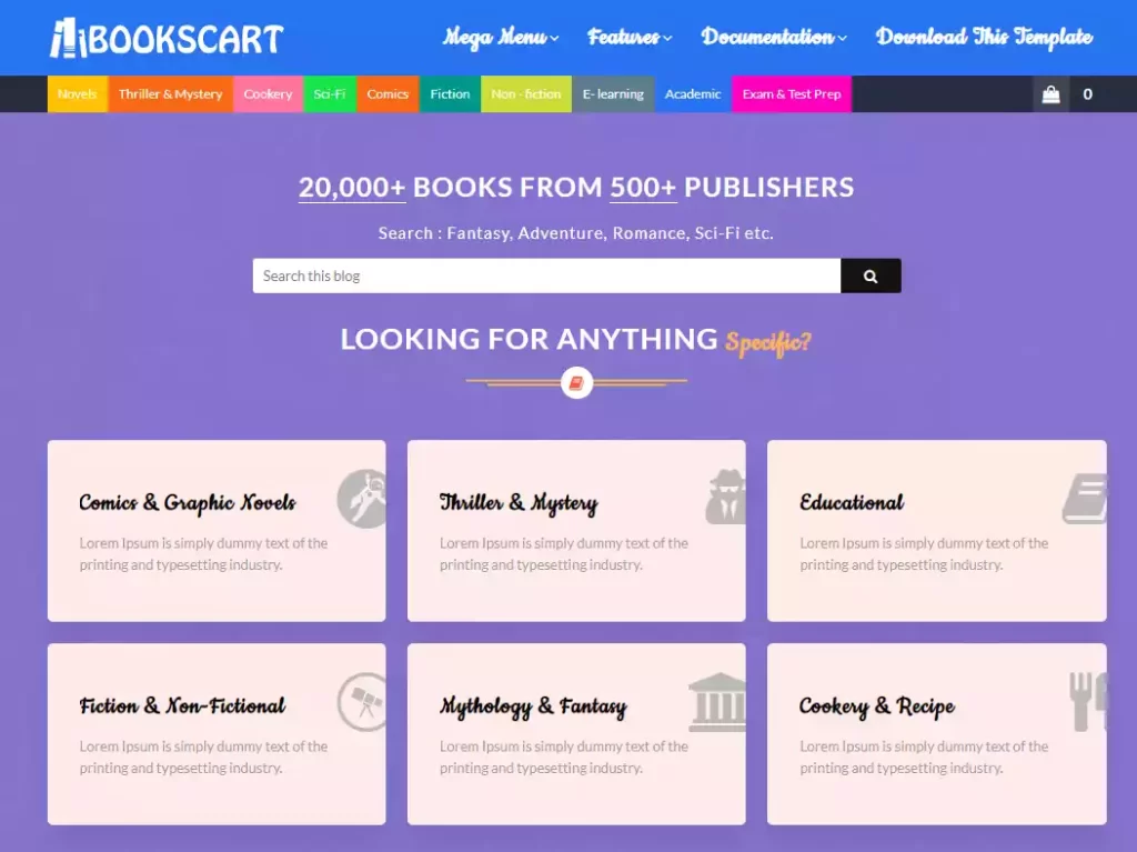 Bookscart Ecommerce Blogger template