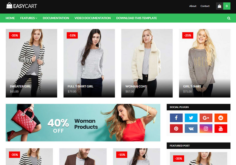 Easy Cart Blogger Template for Online Ecommerce store