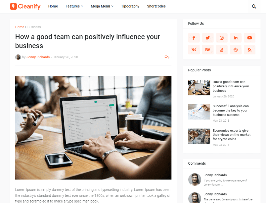 Cleanify - Blogger Template