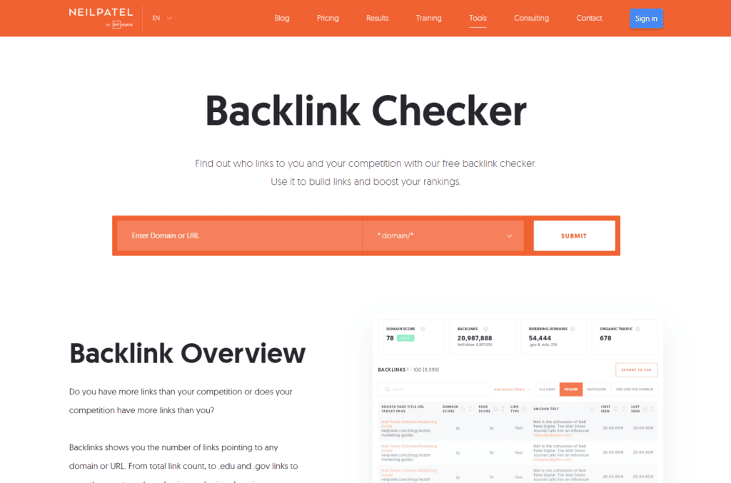 Ubersuggest Backlink Checker