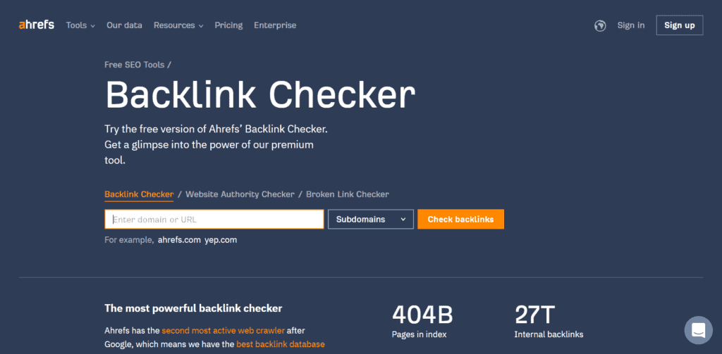 Ahrefs backlink checker tool