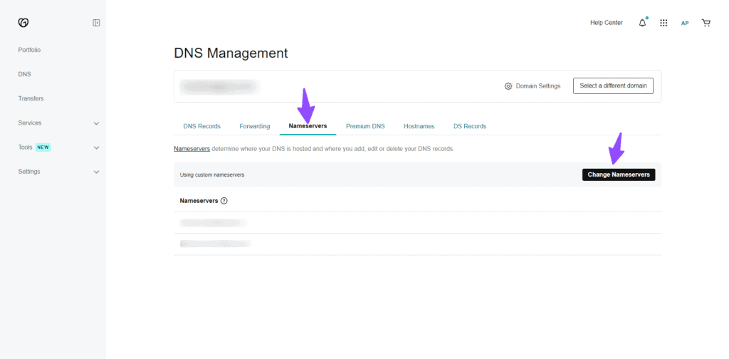 change nameserver in Godaddy