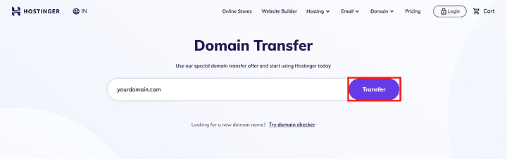 domain transfer hostinger
